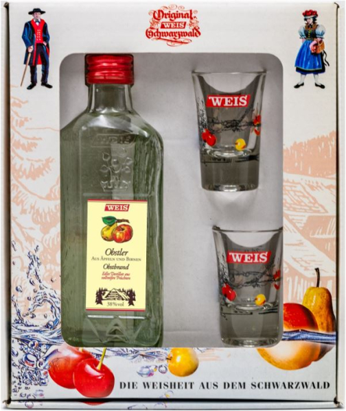 Geschenkpackung Holzscheitflasche Obstwasser/Obstbrand 38% 200ml