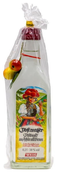 Schwarzwaldfläschchen Obstwasser/Obstbrand 38%vol 200ml